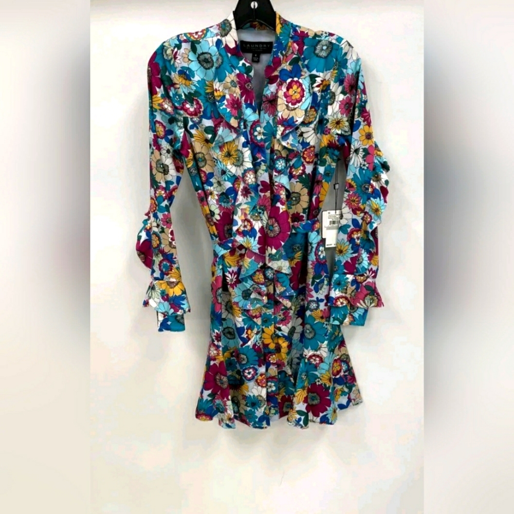 NEW Laundry by Shelli Segal Women's Multicolor Long Sleeve Floral Dress - Size 0